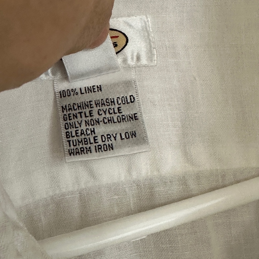 Talbots 100% Irish Linen White Long Sleeve Button Up Blouse Large - Picture 4 of 13